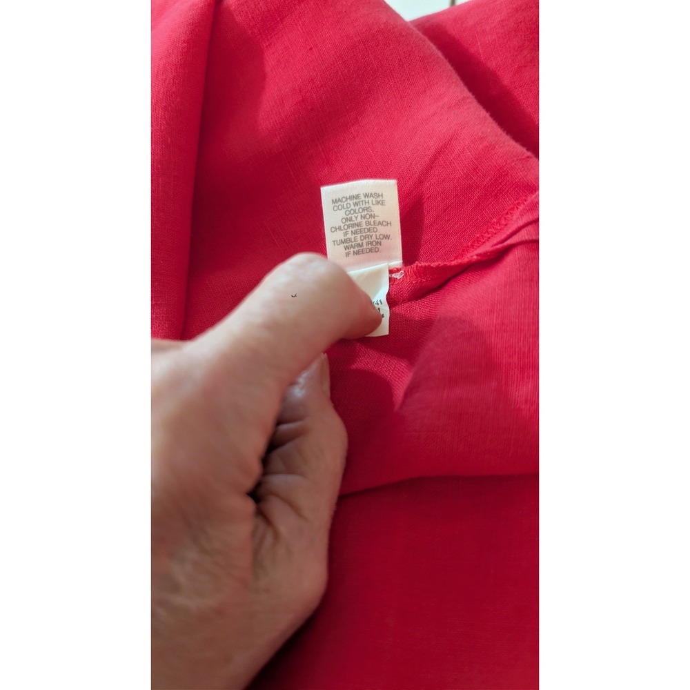 J Jill Love Linen Medium Red A-Line Maxi Dress Sleeveless Pockets Minimalist - Picture 6 of 11
